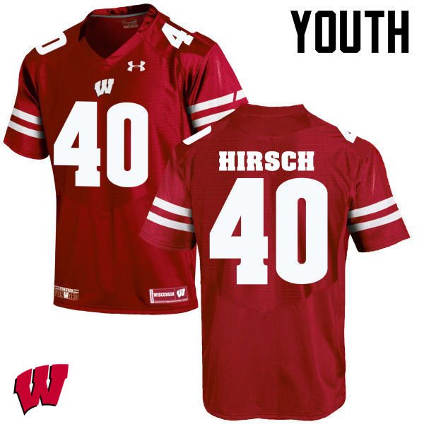 Wisconsin Badgers Youth #40 Elroy Hirsch NCAA Under Armour Authentic Red College Stitched Football Jersey OI40P58OG